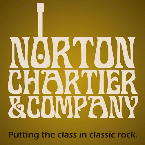 The image is a logo for "Norton Chartier & Company" with the tagline "Putting the class in classic rock." ending the sentence.