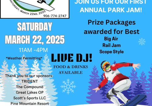 Flyer for Pine Mountain Park Jam on March 22, 2025, from 11 AM–4 PM, with live DJ, prizes, and more. Entry: $20 per person.